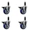 Service Caster 4'' Blue Poly Swivel 1-1/8'' Expanding Stem Caster Set with Brake, 4PK SCC-EX20S414-PPUB-BLUE-PLB-118-4 - alternate 1